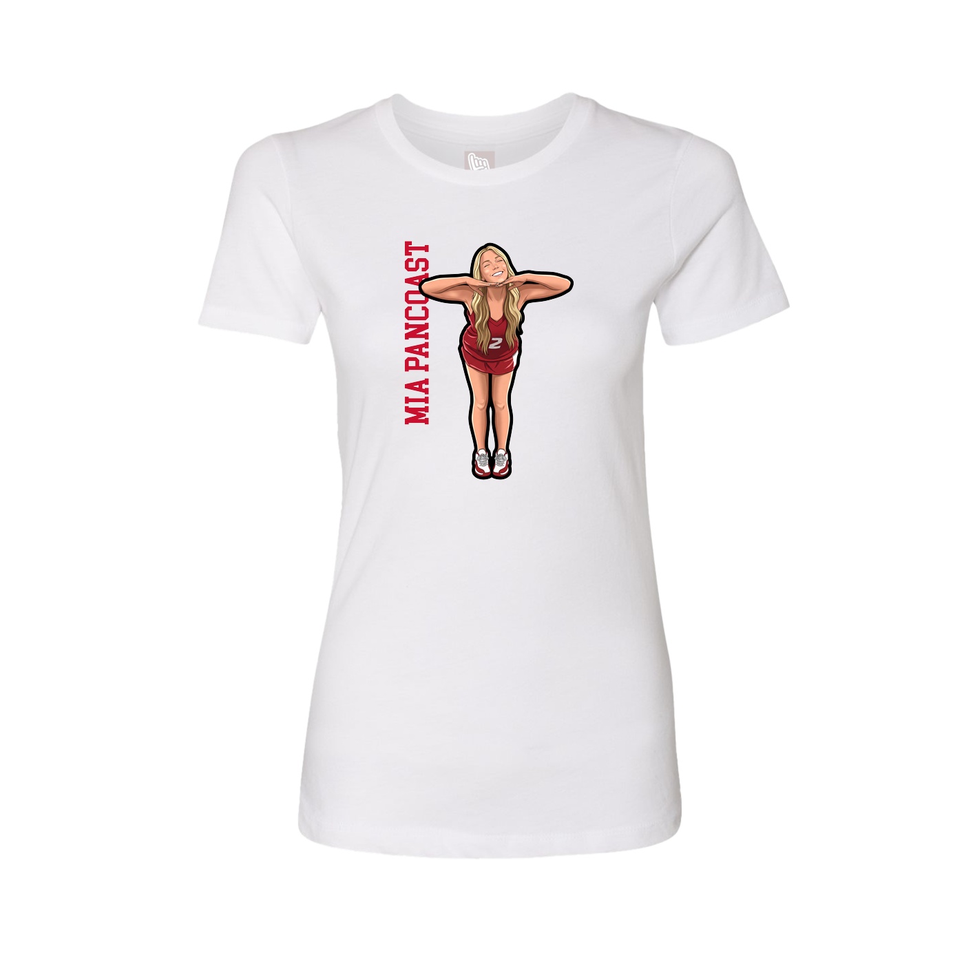 Fitted Women's Tee — Name Vertical in White