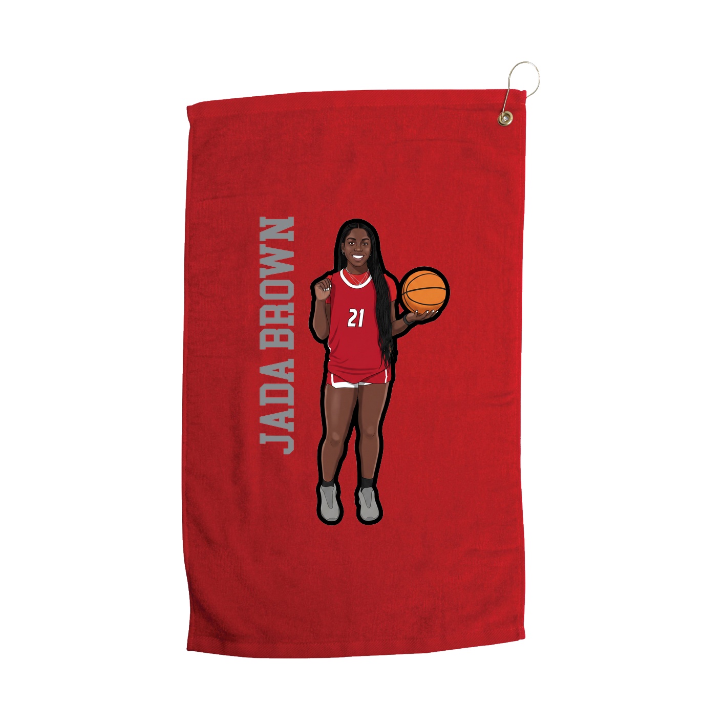 Golf Towel — Name Vertical in Red