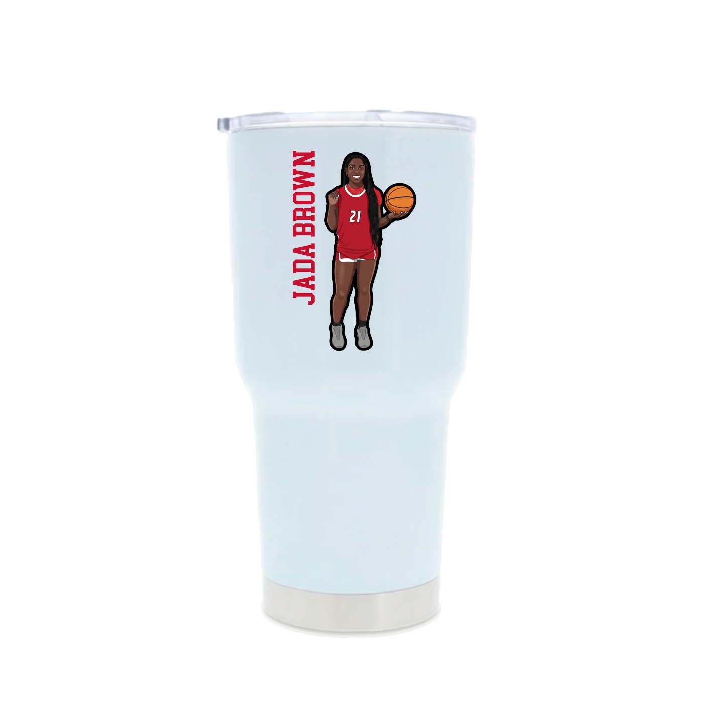 30oz Stainless Steel Tumbler — Name Vertical in White