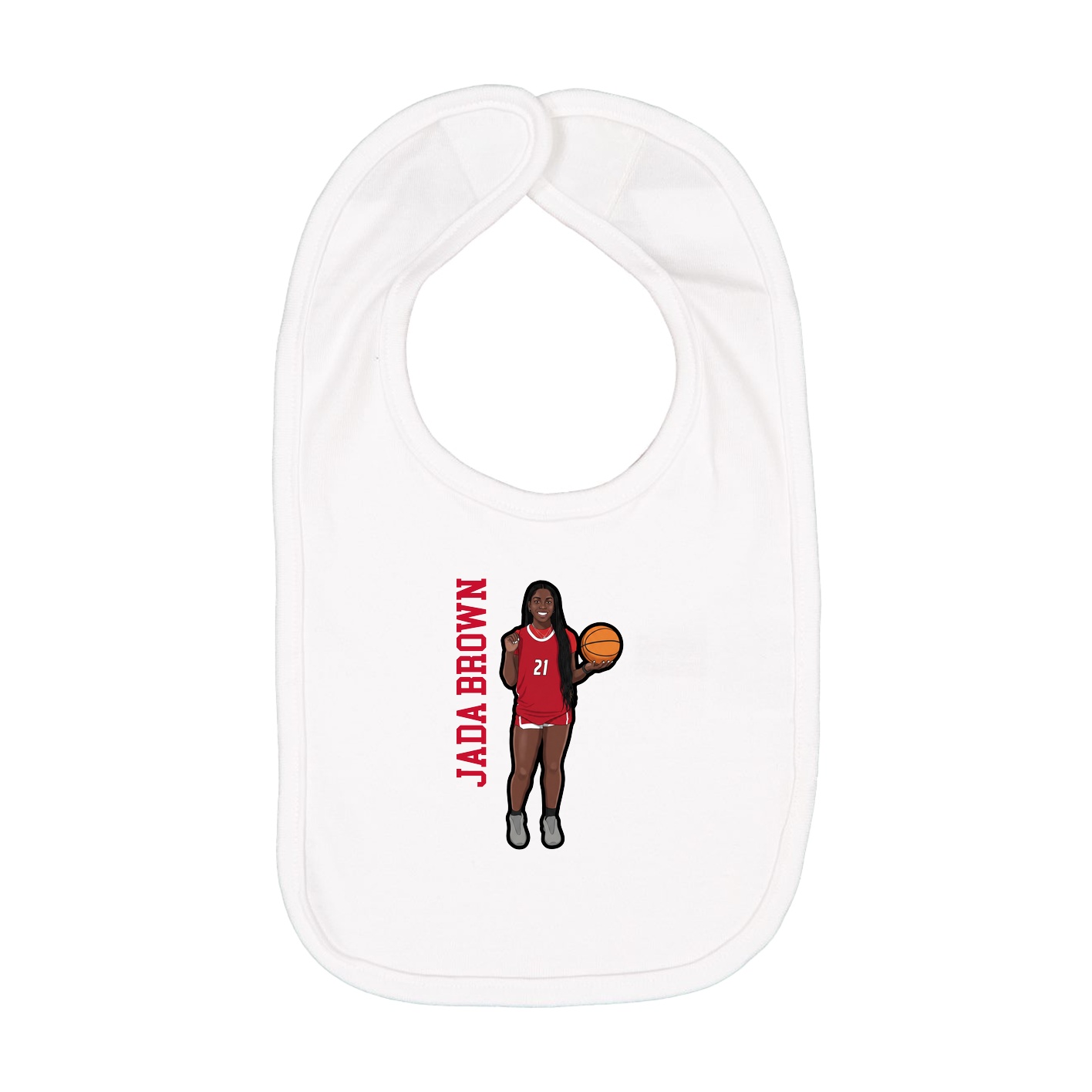 Infant Bib — Name Vertical in White