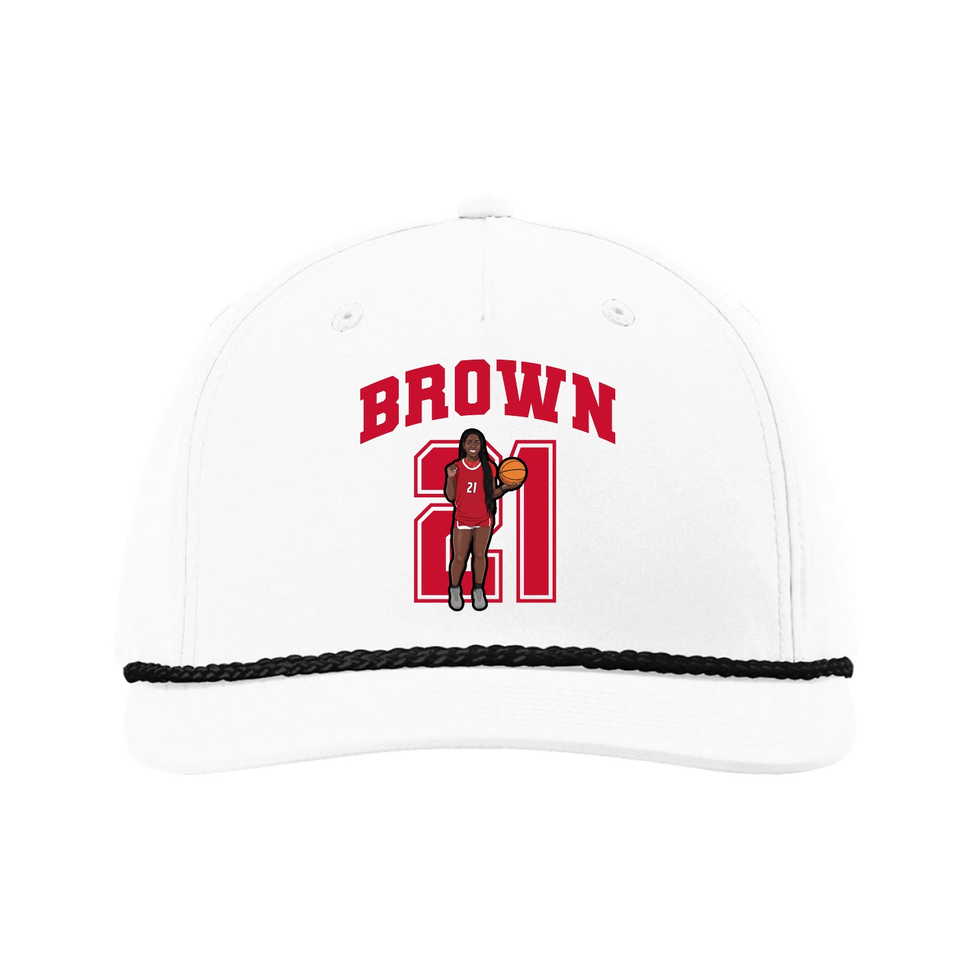 Five-Panel Classic Rope Cap — Number in White