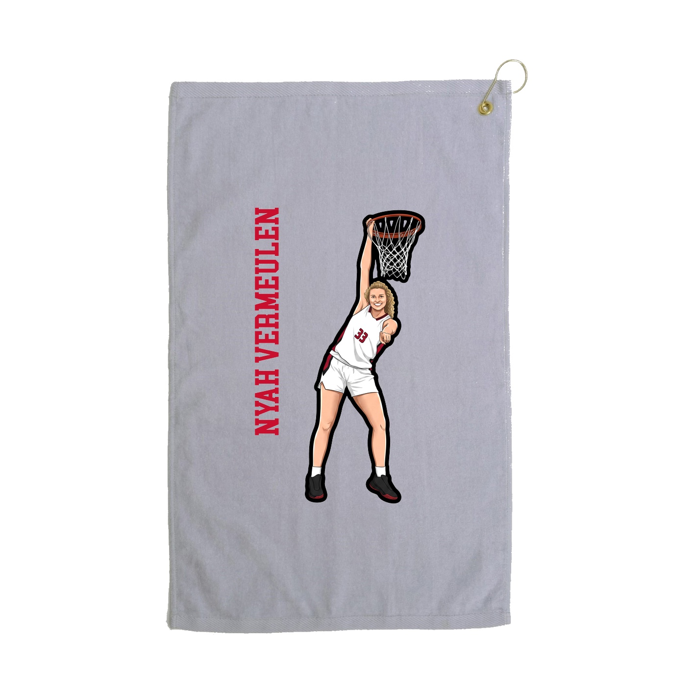 Golf Towel — Name Vertical in Grey