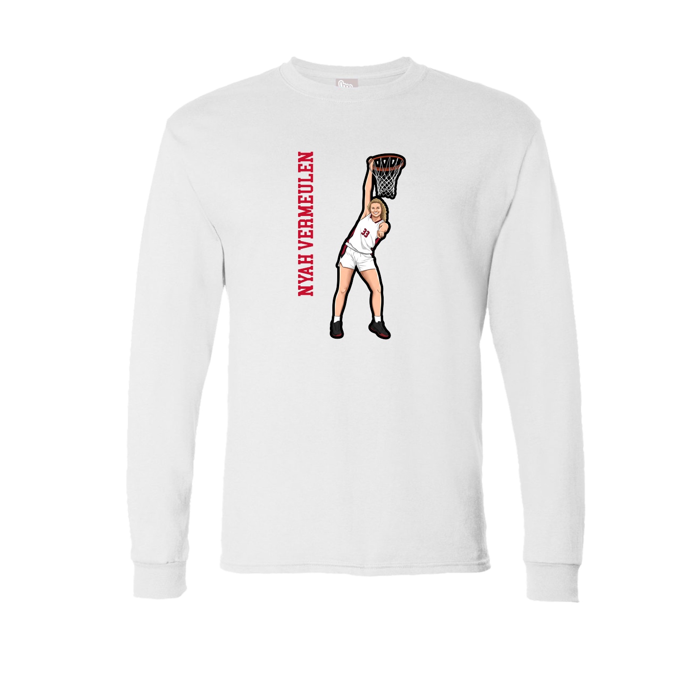 Long Sleeve Tee — Name Vertical in White