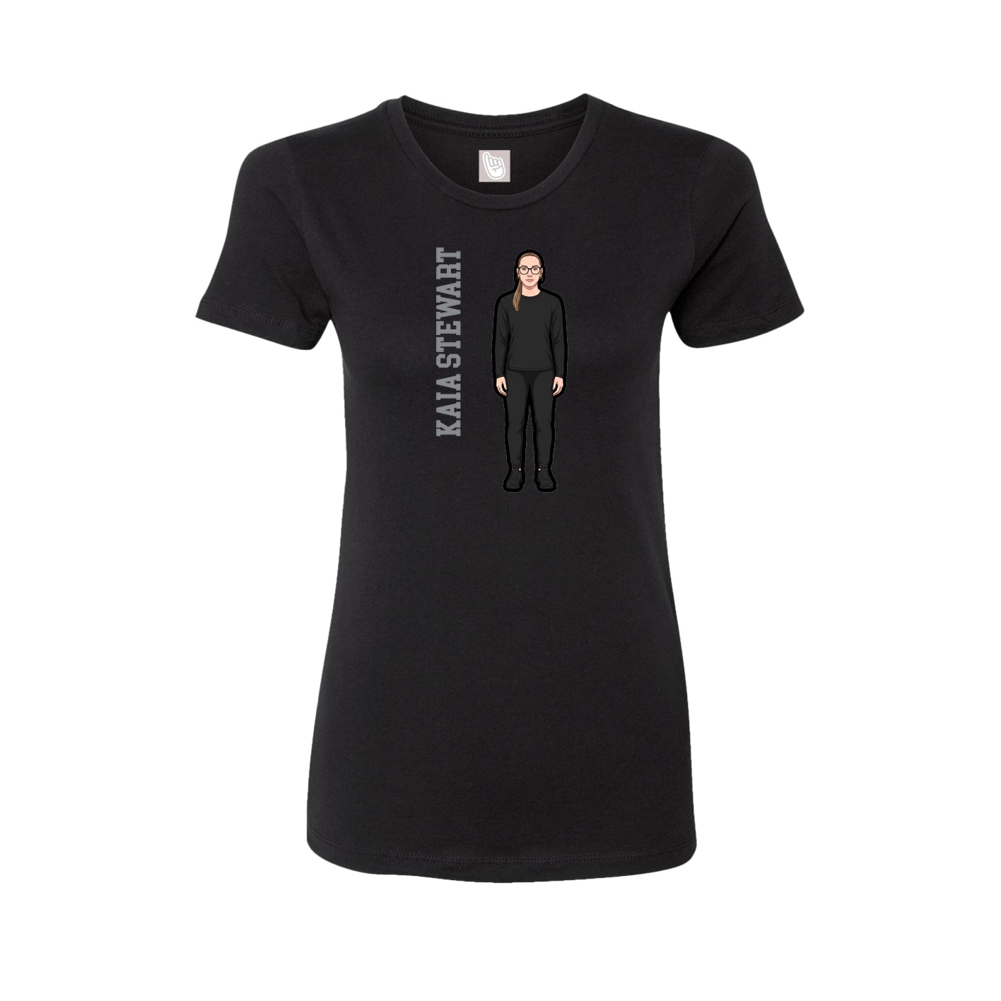 Womens Tee — Name Vertical in Black