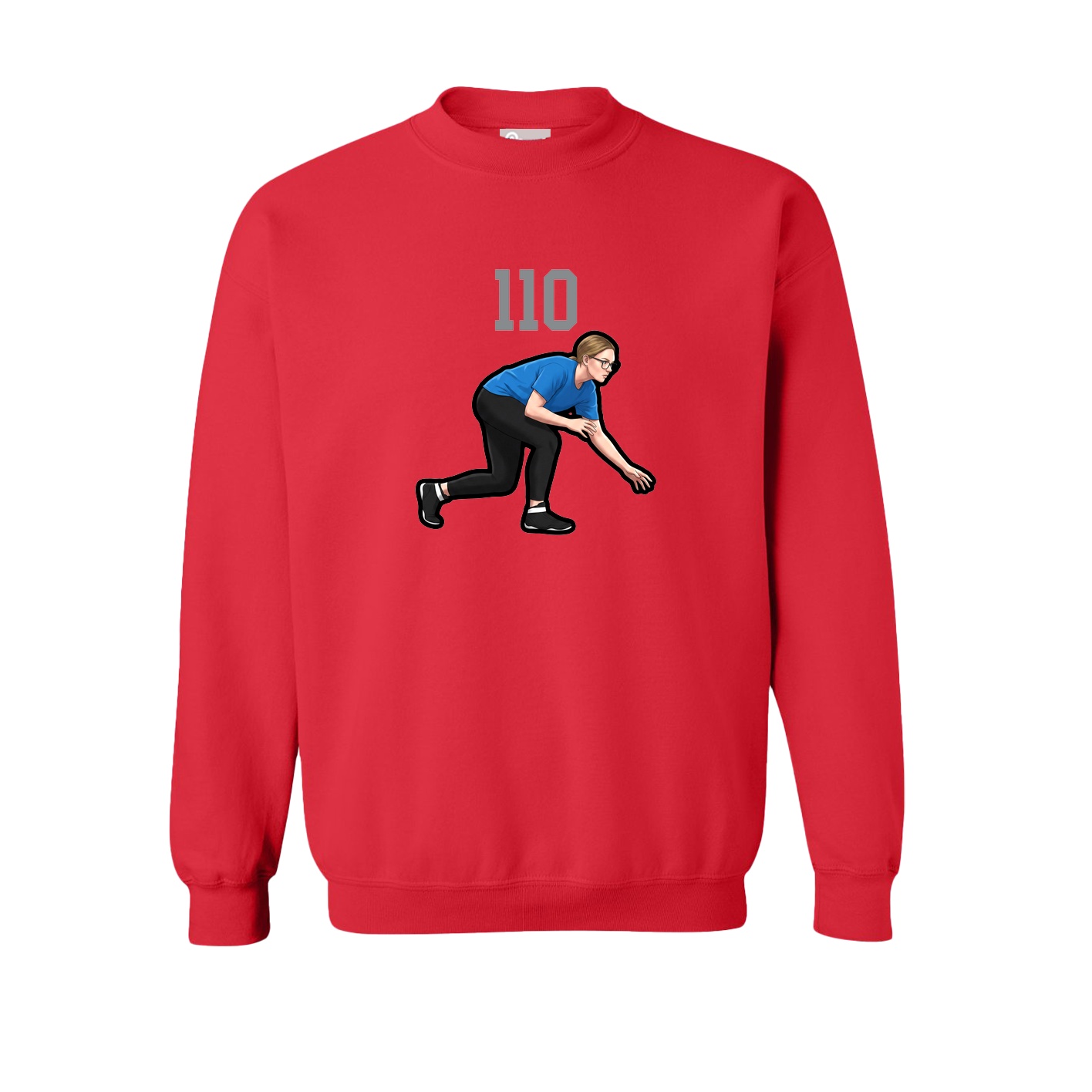 Fleece Crew — Number Top in Red