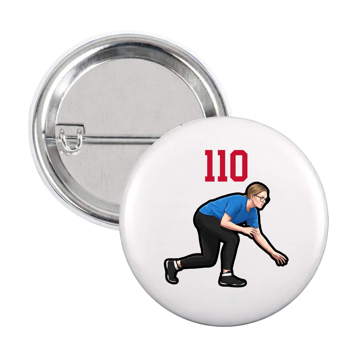 Game Day Button — Number Top in White