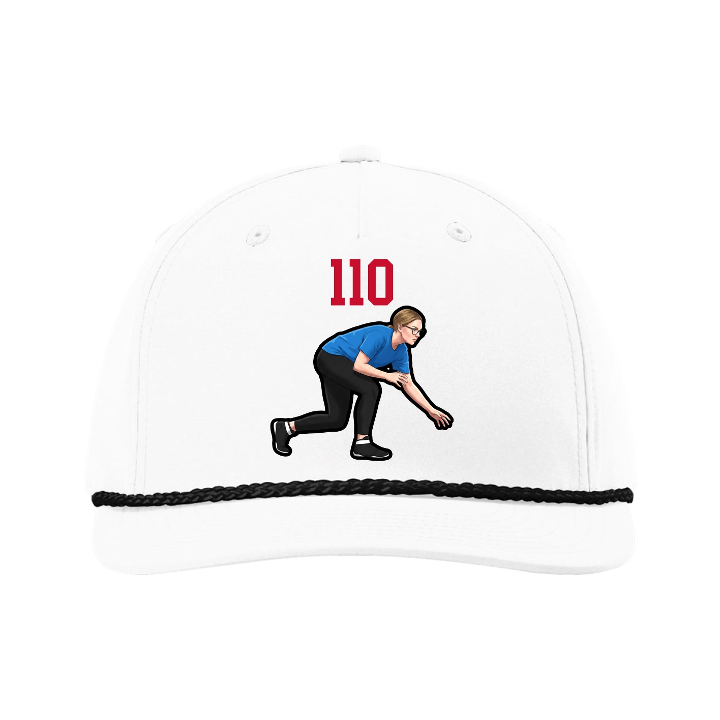 Five-Panel Classic Rope Cap — Number Top in White