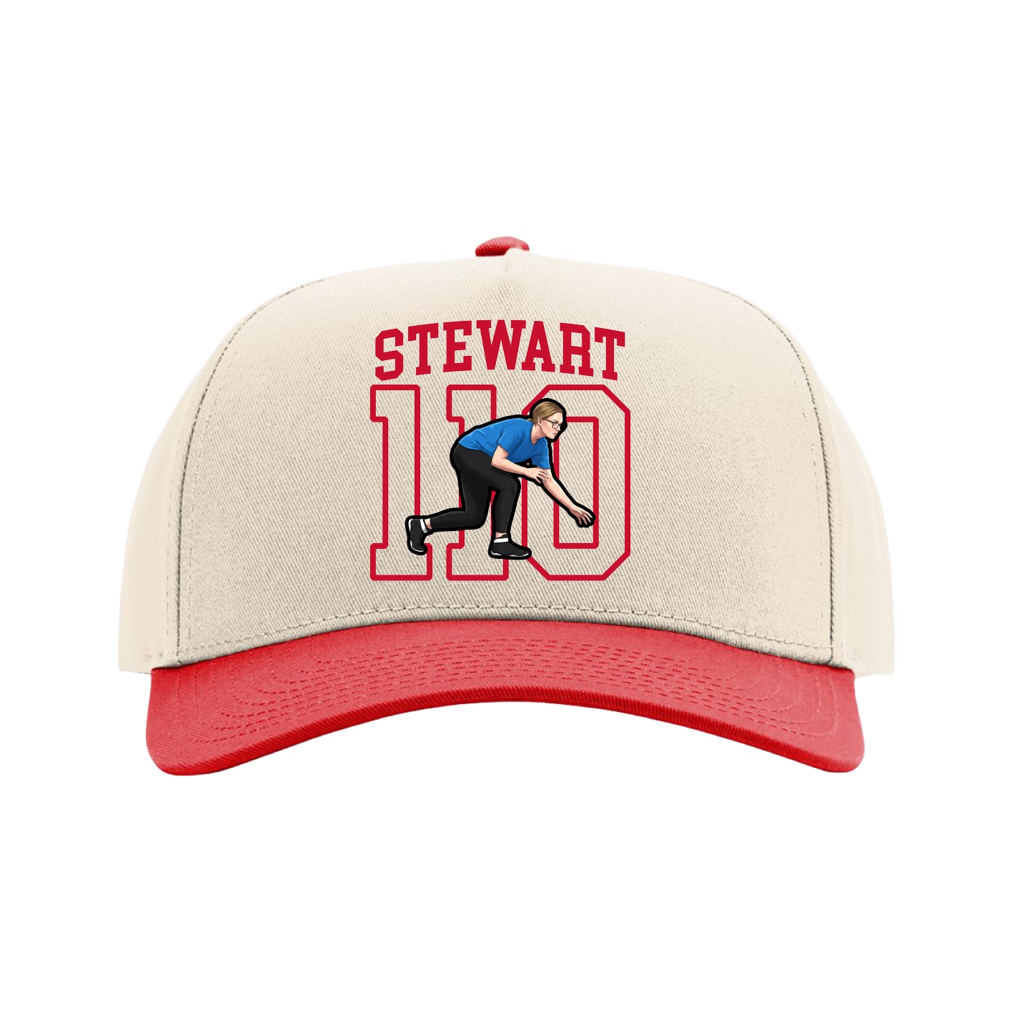 Full Fabric Five-Panel Champ Cap — Shirsey in Cream/Red