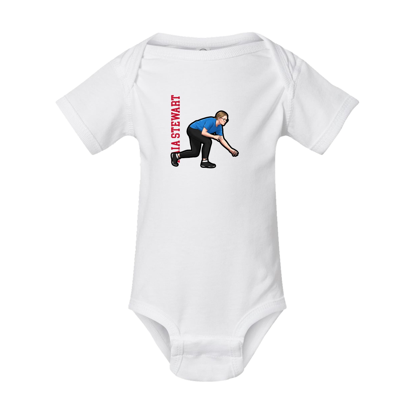 Baby Onesie — Name Vertical in White