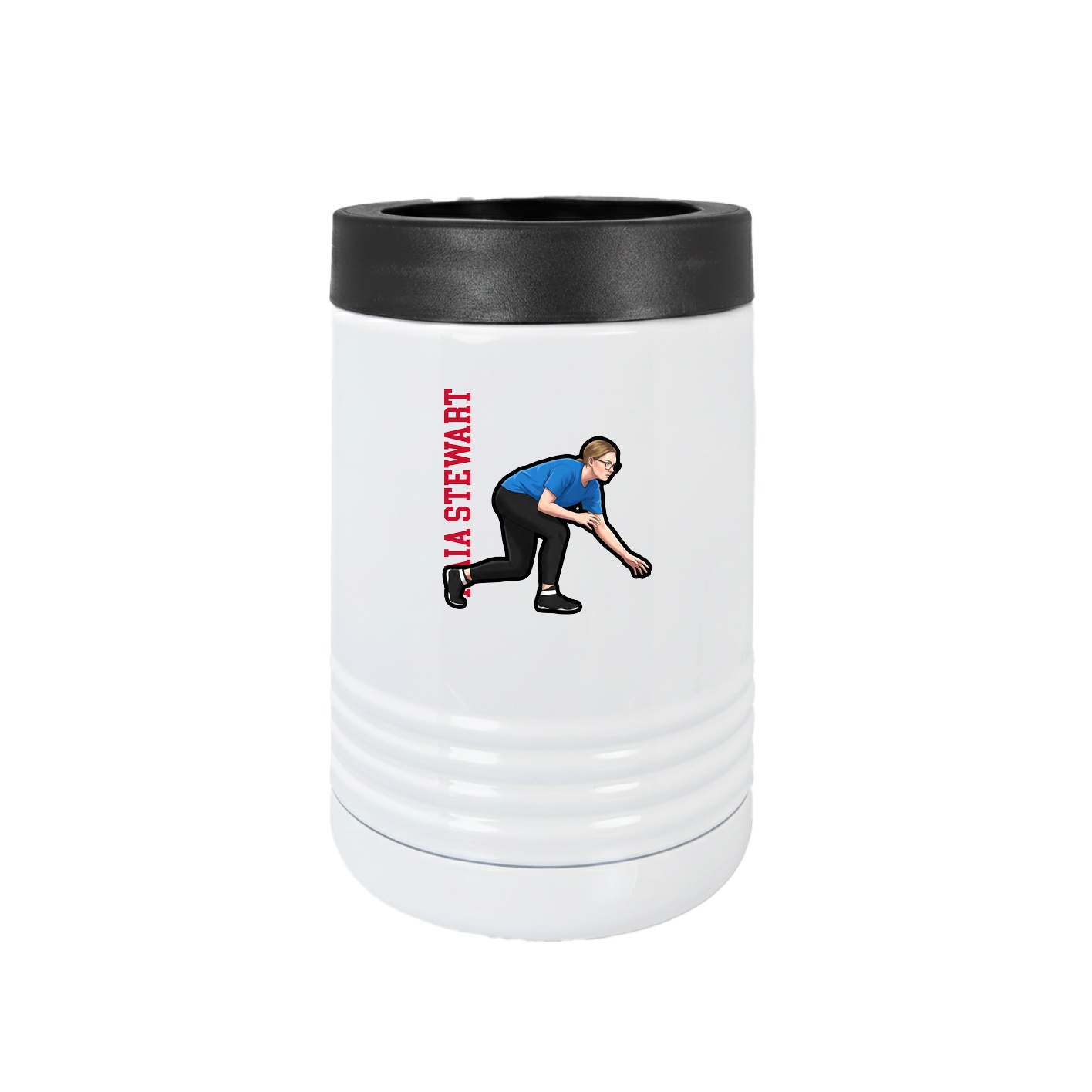 Beverage Holder — Name Vertical in White