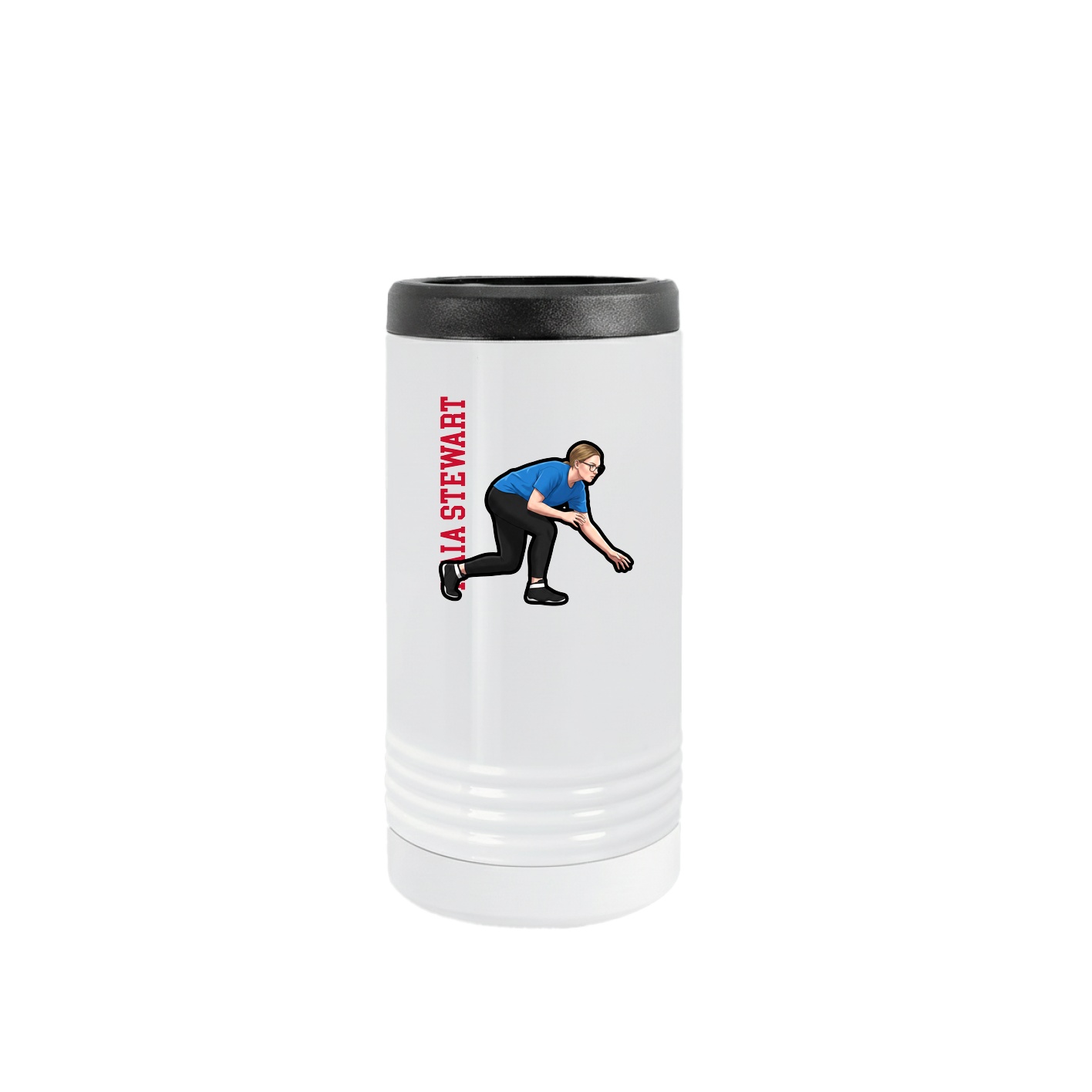Slim Beverage Holder — Name Vertical in White