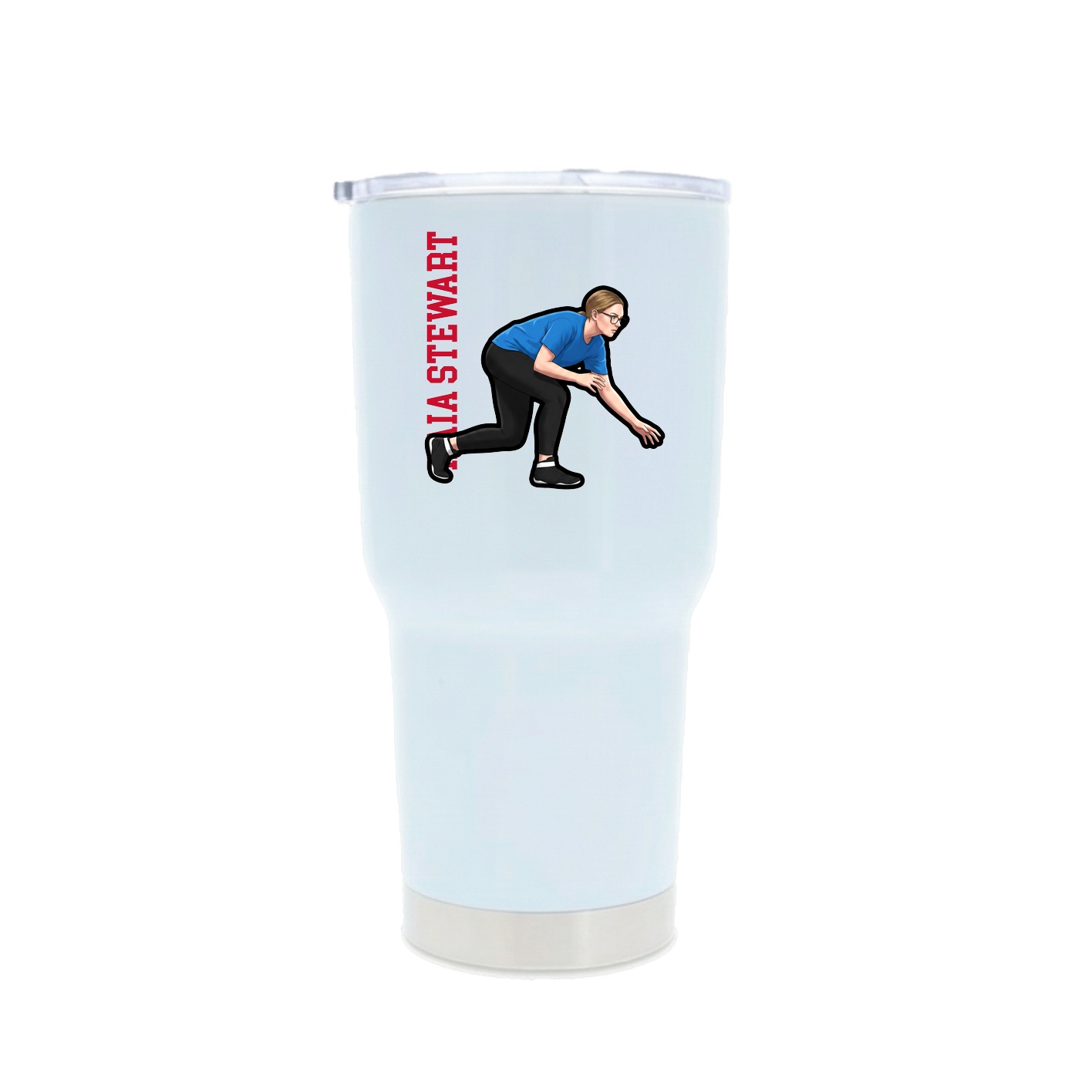 30oz Stainless Steel Tumbler — Name Vertical in White
