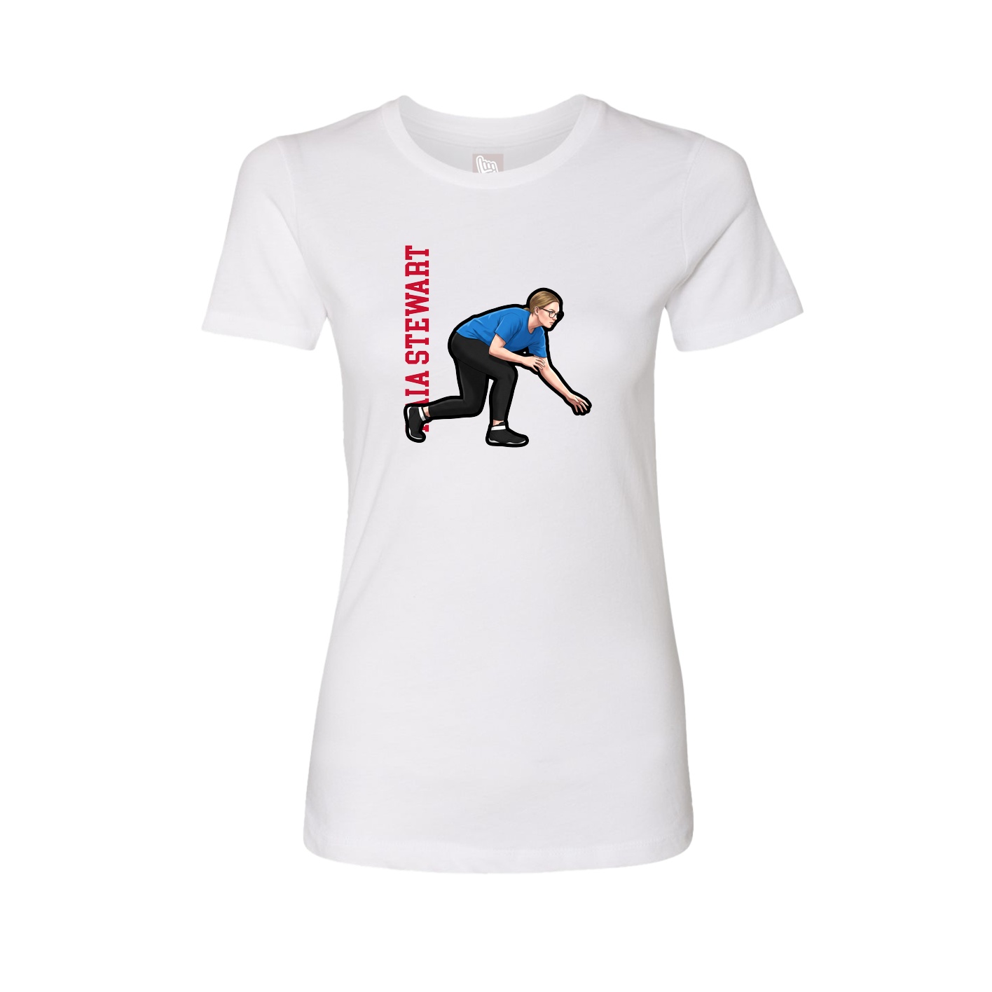 Womens Tee — Name Vertical in White