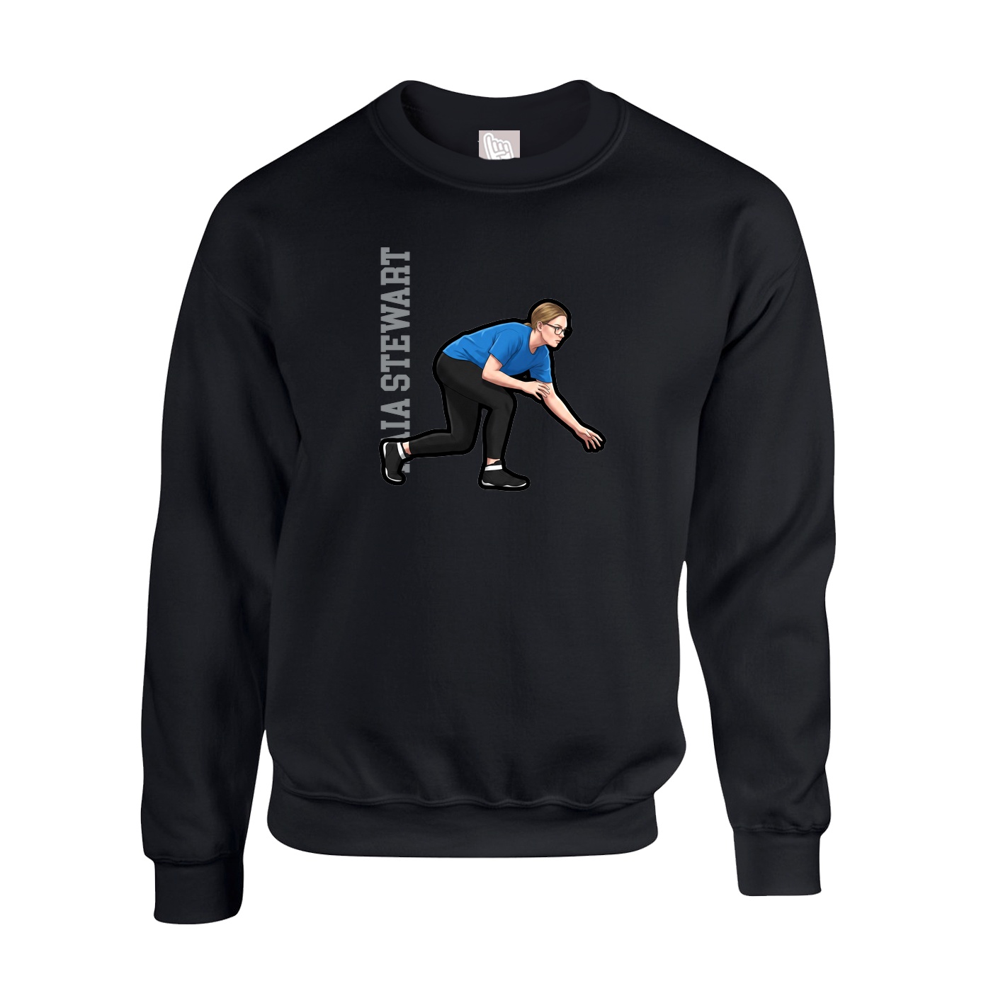 Fleece Crew — Name Vertical in Black