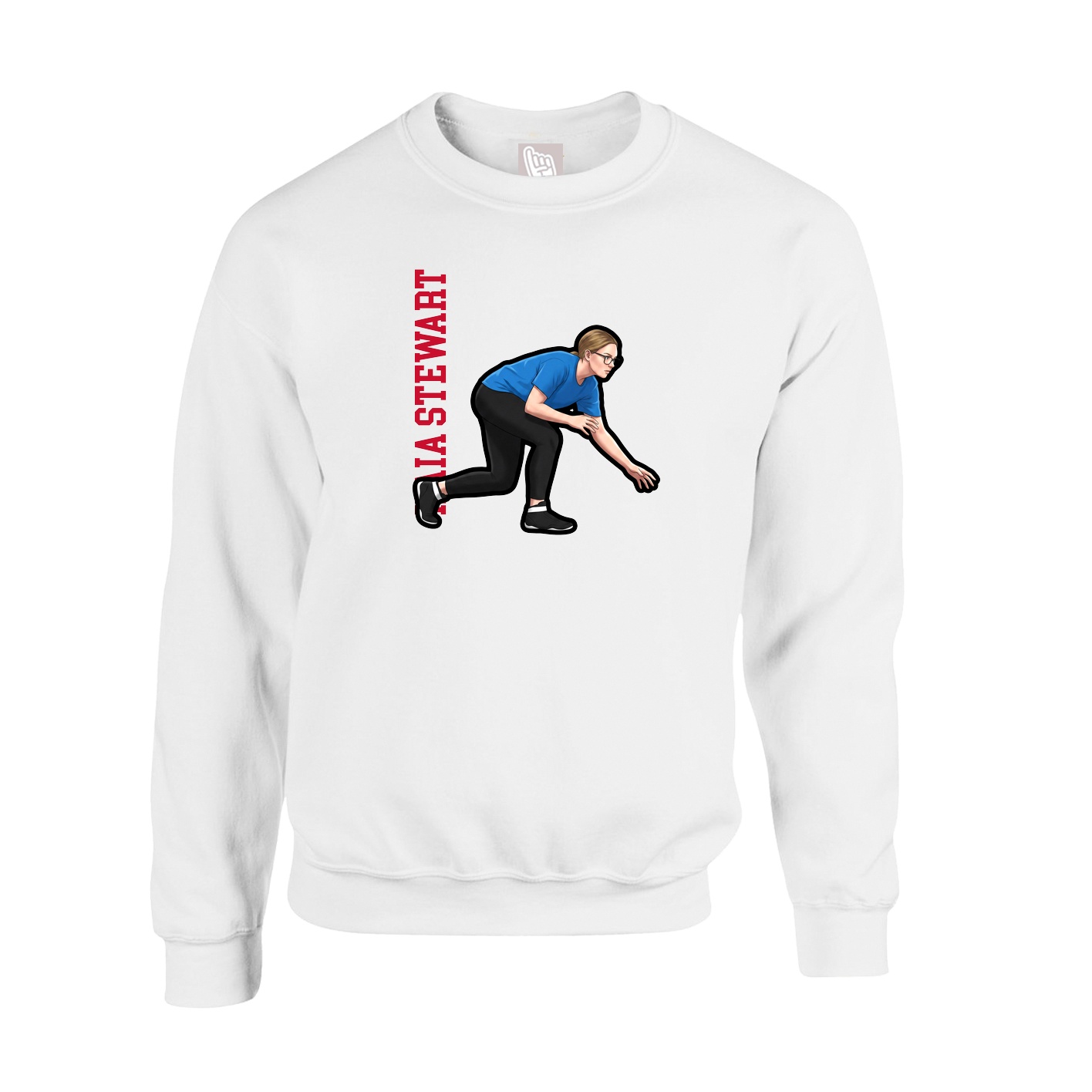 Fleece Crew — Name Vertical in White