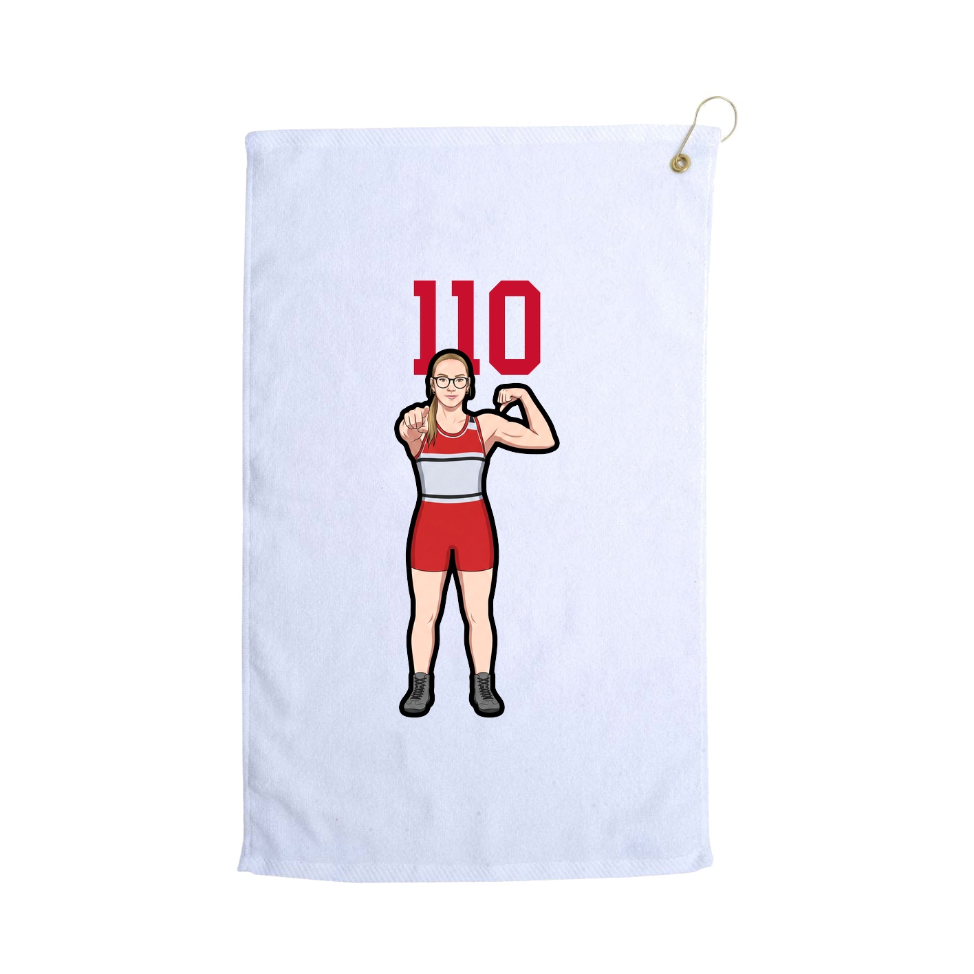 Golf Towel — Number Top in White