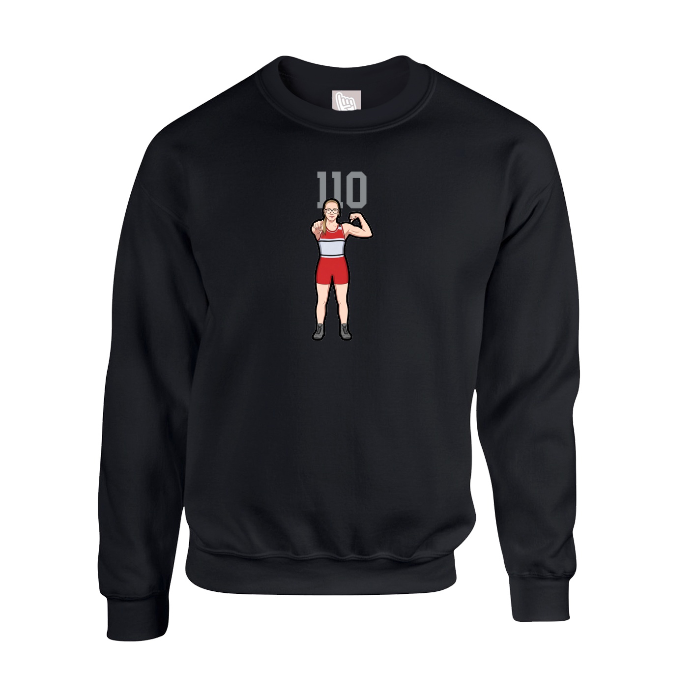 Fleece Crew — Number Top in Black