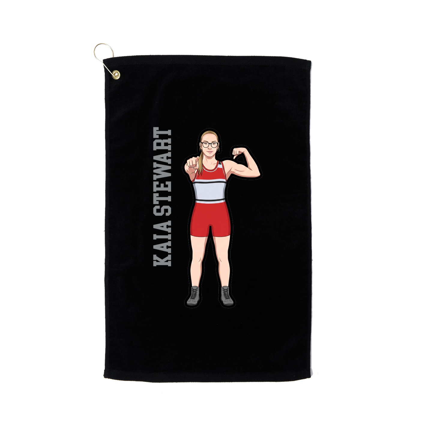 Golf Towel — Name Vertical in Black