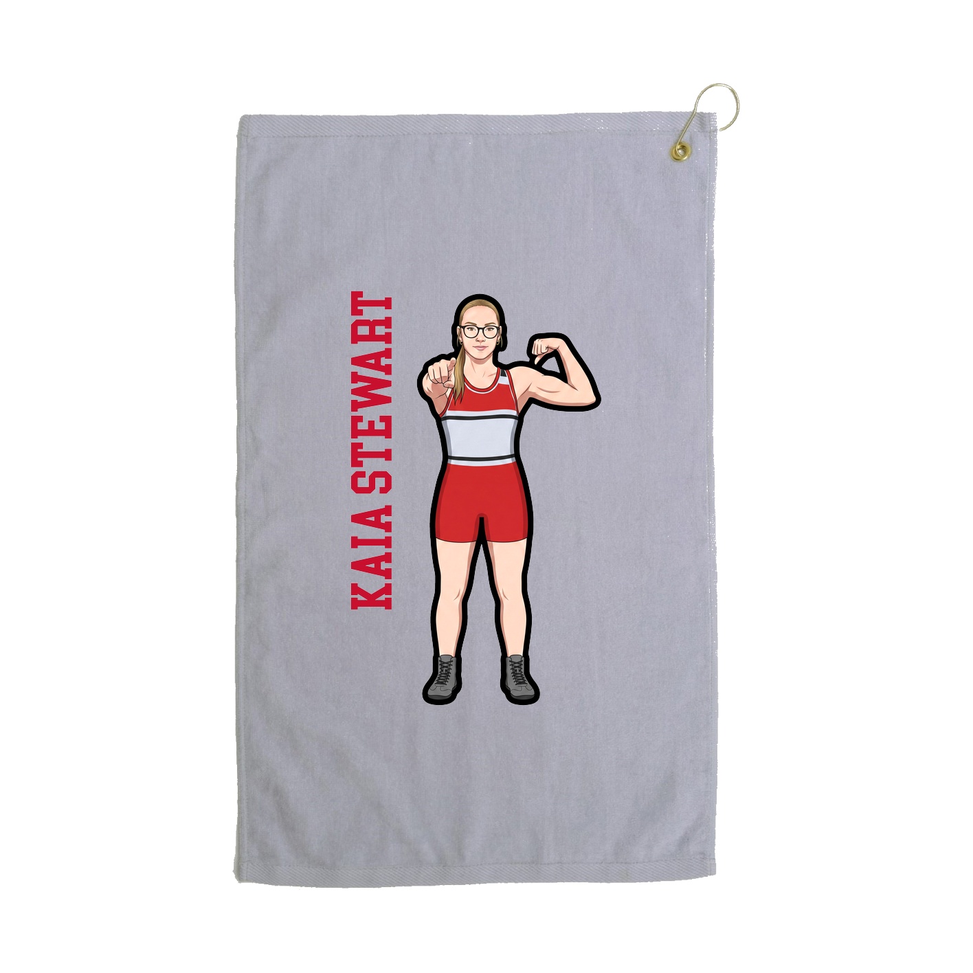 Golf Towel — Name Vertical in Grey