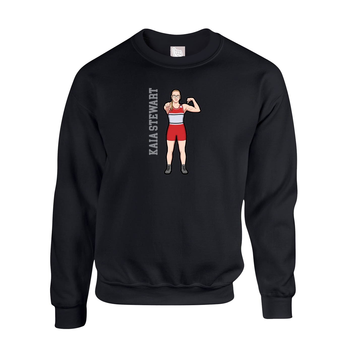 Fleece Crew — Name Vertical in Black