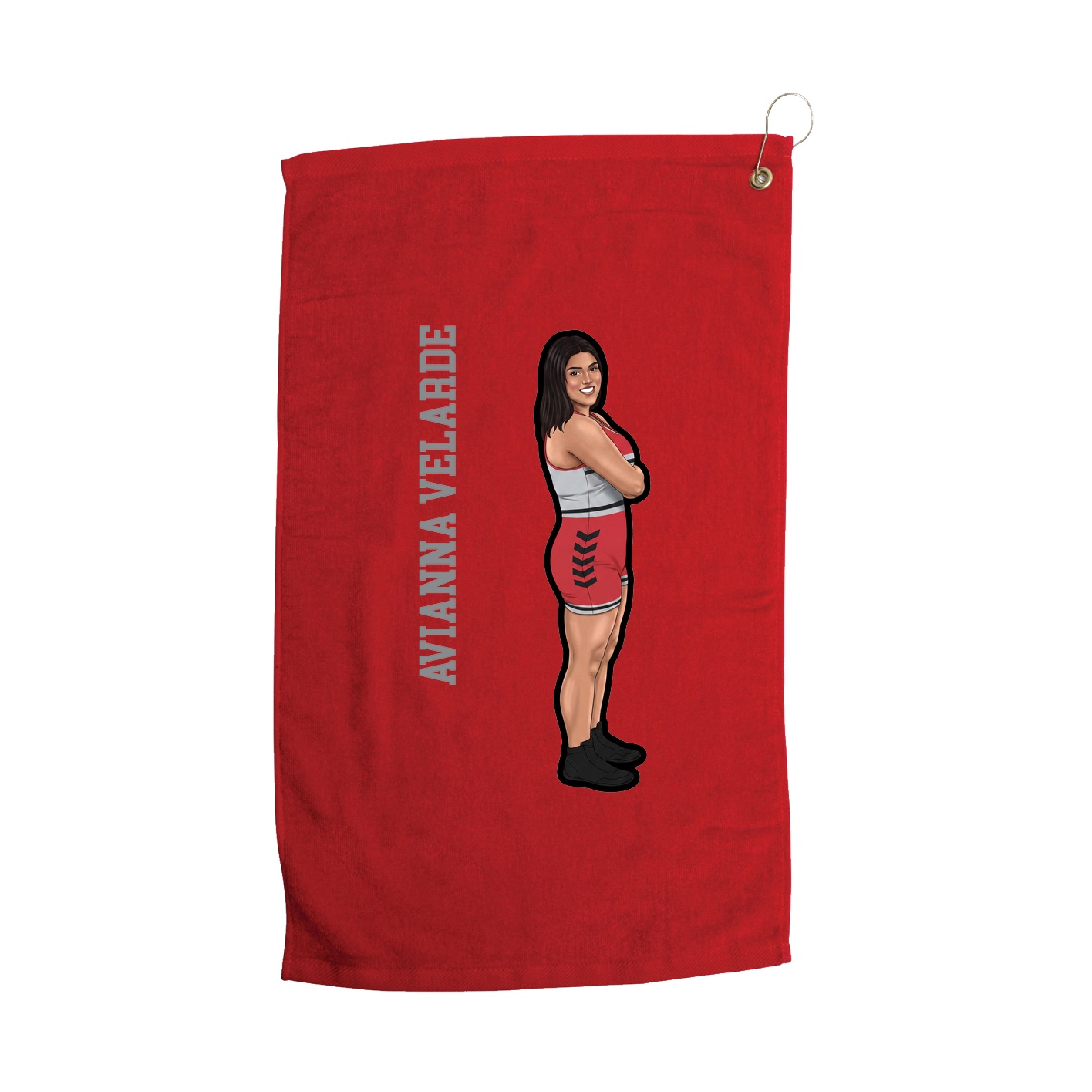 Golf Towel — Name Vertical in Red