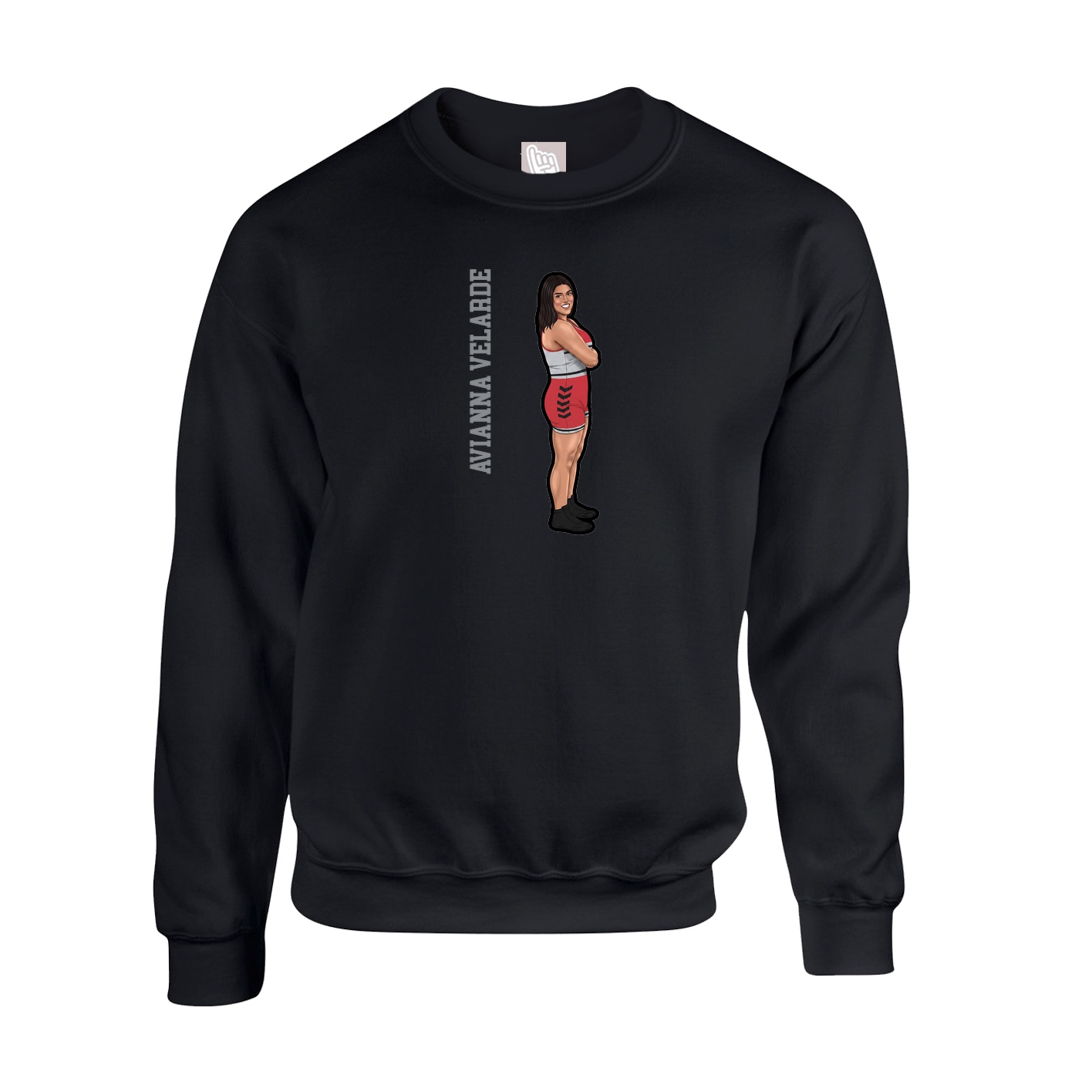 Fleece Crew — Name Vertical in Black