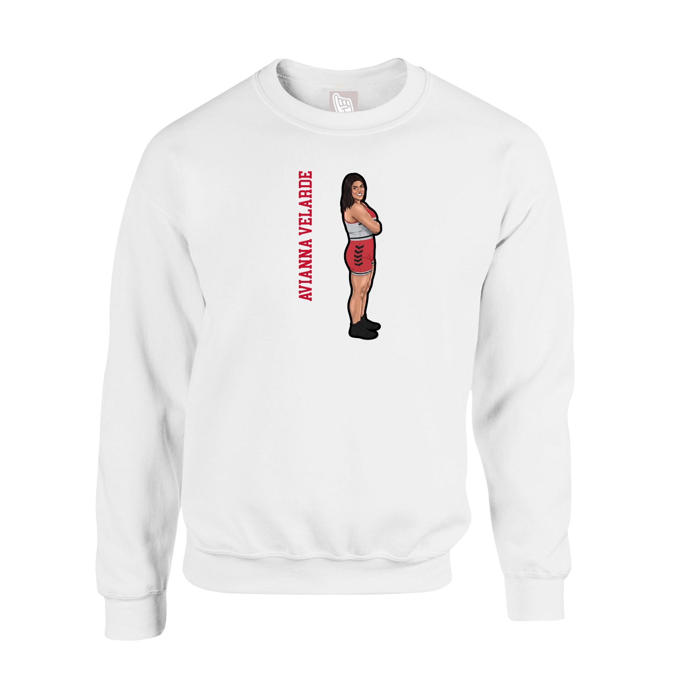 Fleece Crew — Name Vertical in White