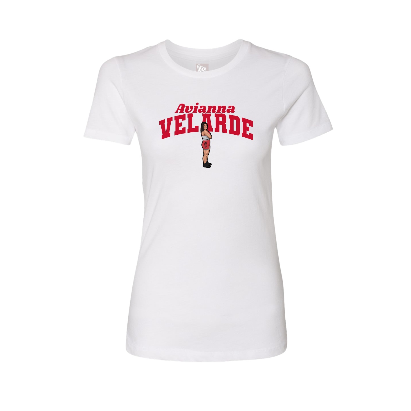 Fitted Women's Tee — Signature Arch in White