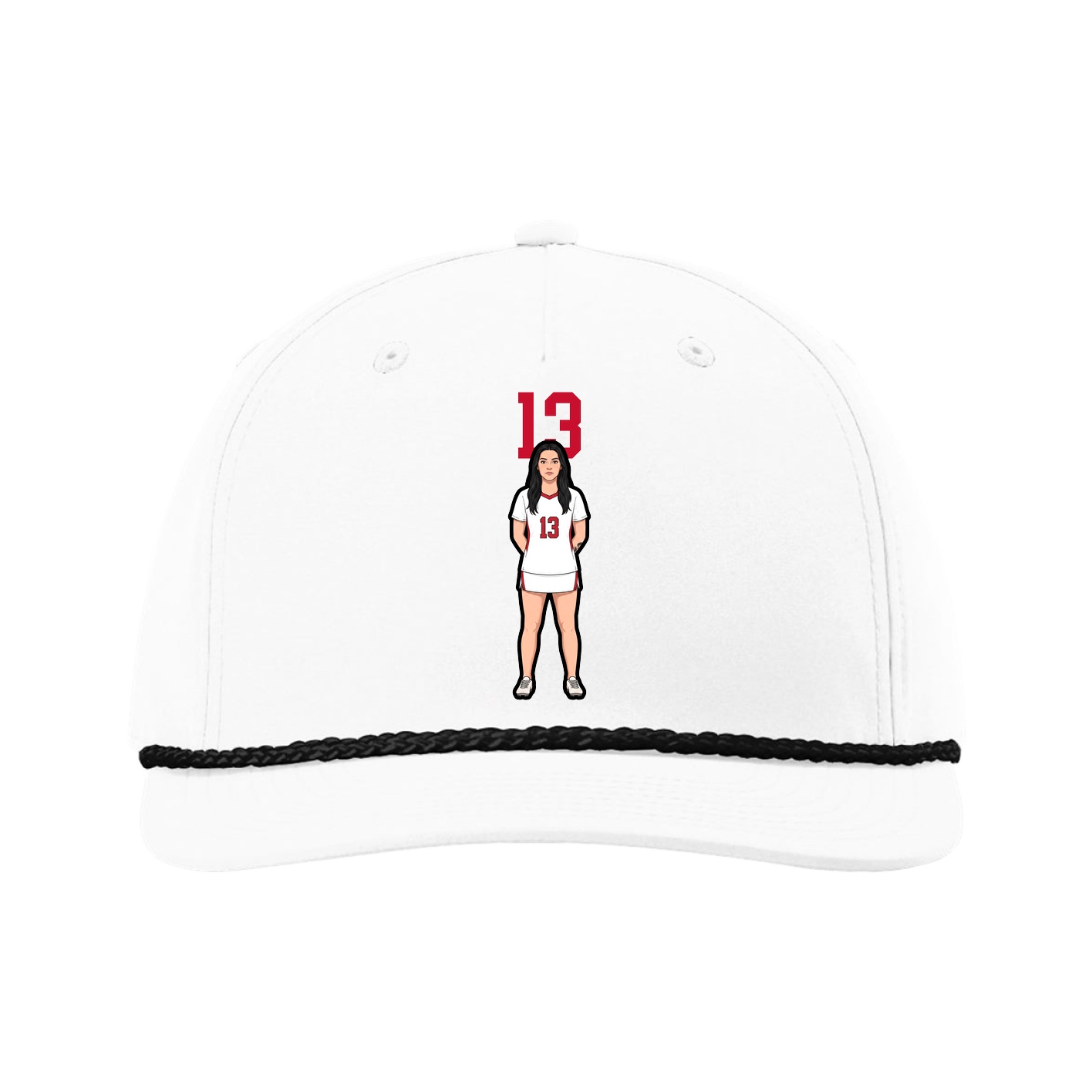 Five-Panel Classic Rope Cap — Number Top in White