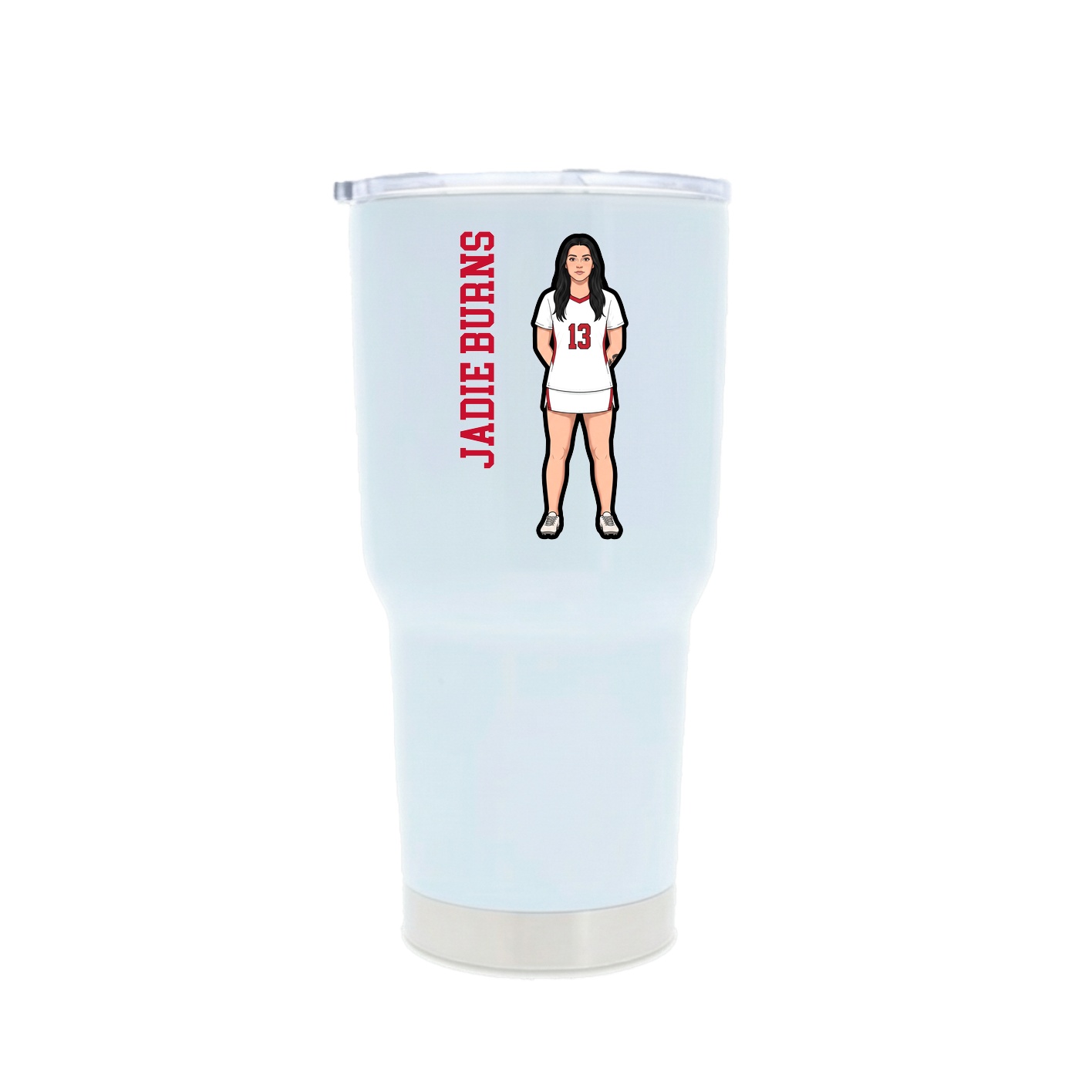 30oz Stainless Steel Tumbler — Name Vertical in White