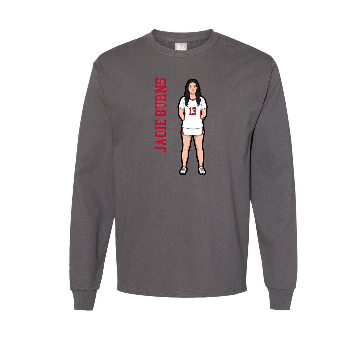 Long Sleeve Tee — Name Vertical in Grey
