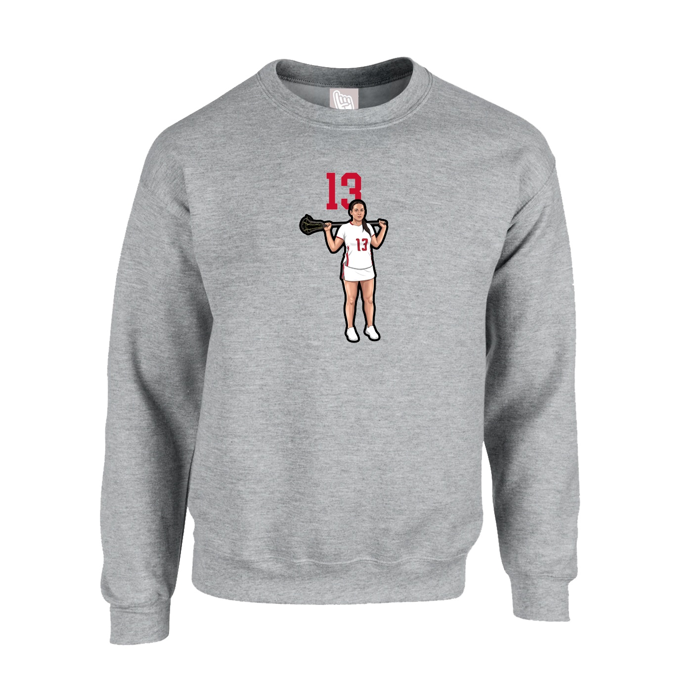 Fleece Crew — Number Top in Grey