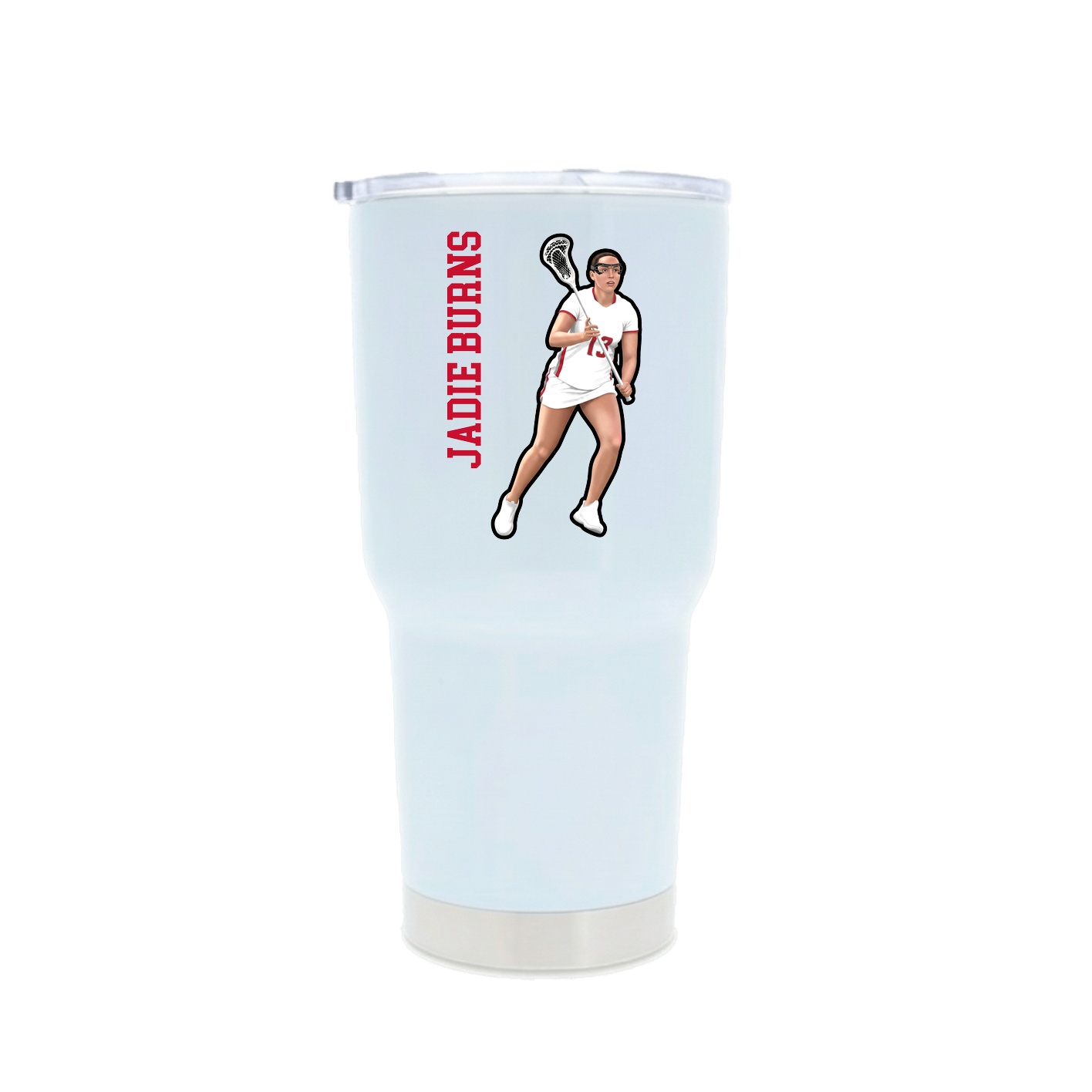 30oz Stainless Steel Tumbler — Name Vertical in White