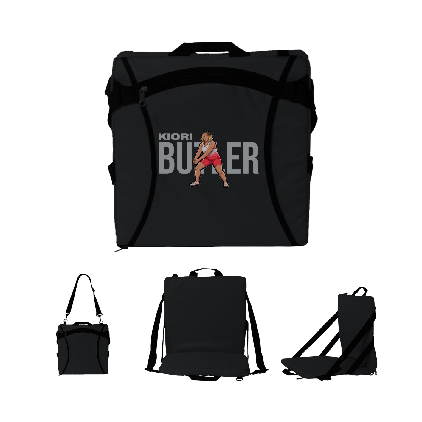 Folding Stadium Seat — Player Name in Black
