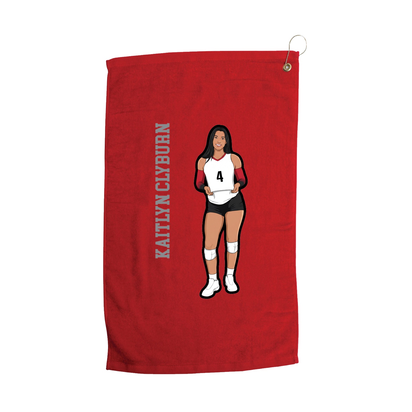 Golf Towel — Name Vertical in Red