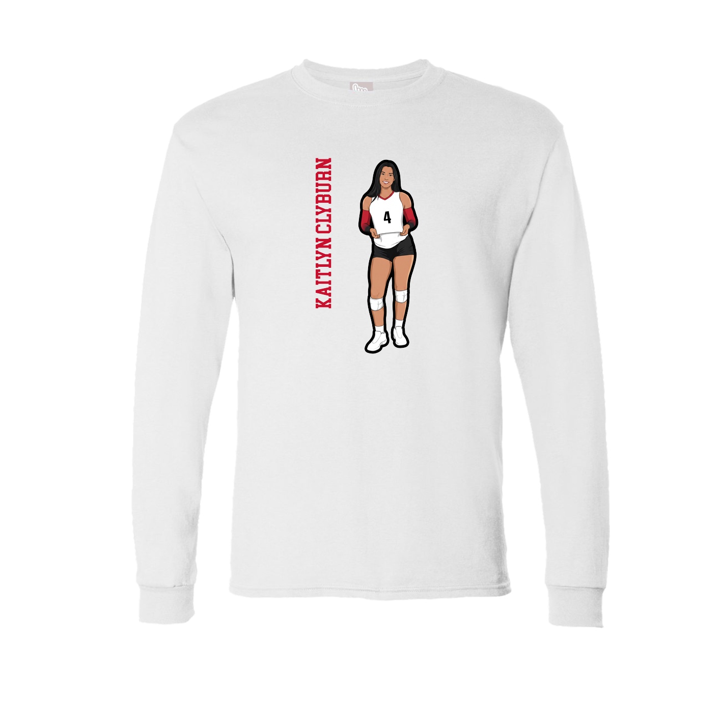 Long Sleeve Tee — Name Vertical in White