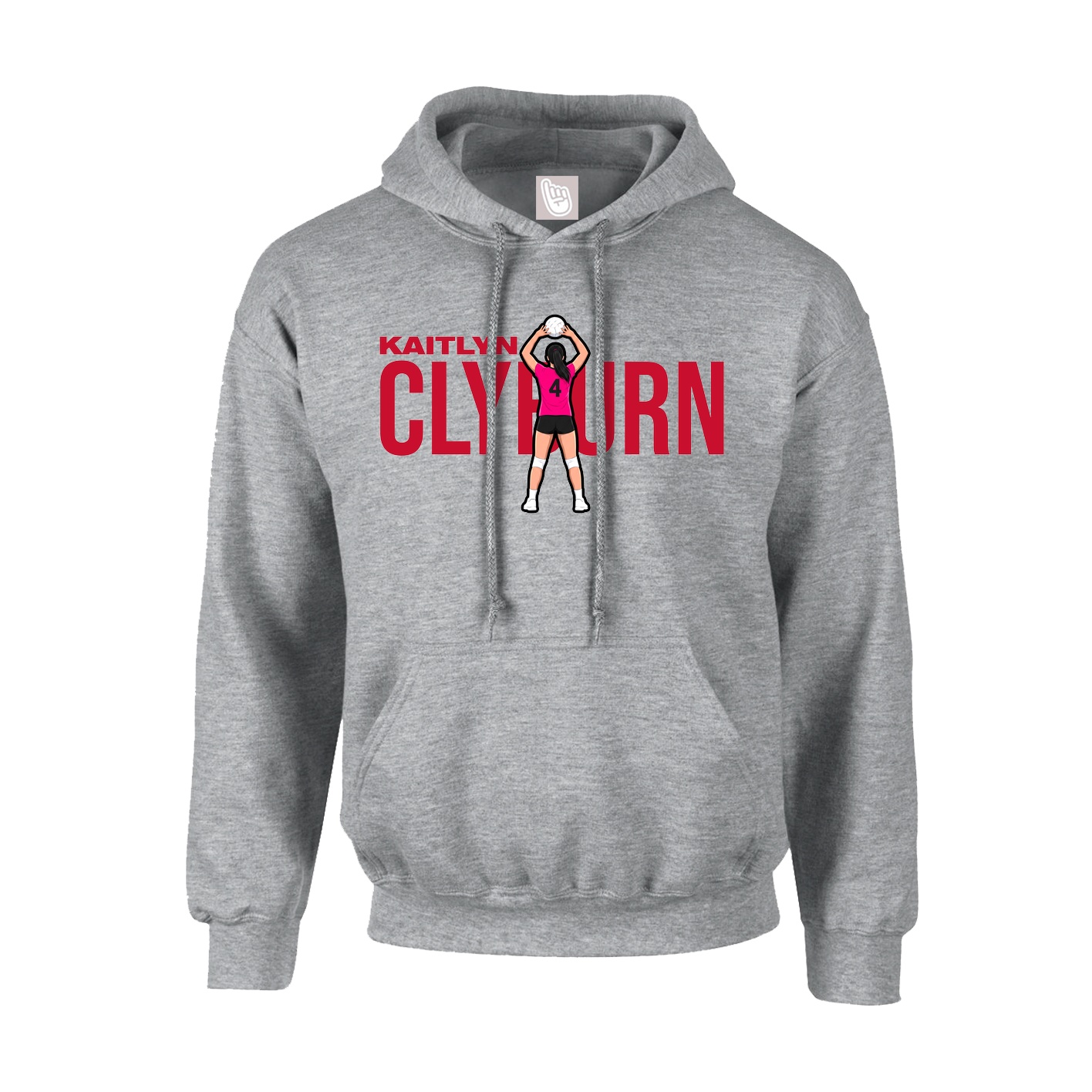 Youth Hoodie — Player Name in Grey