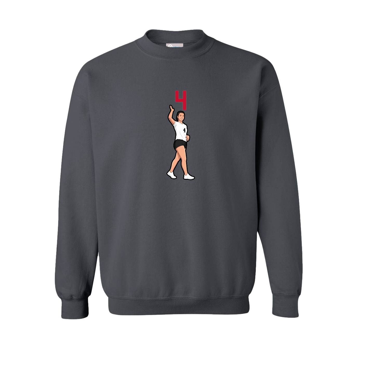 Fleece Crew — Number Top in Grey