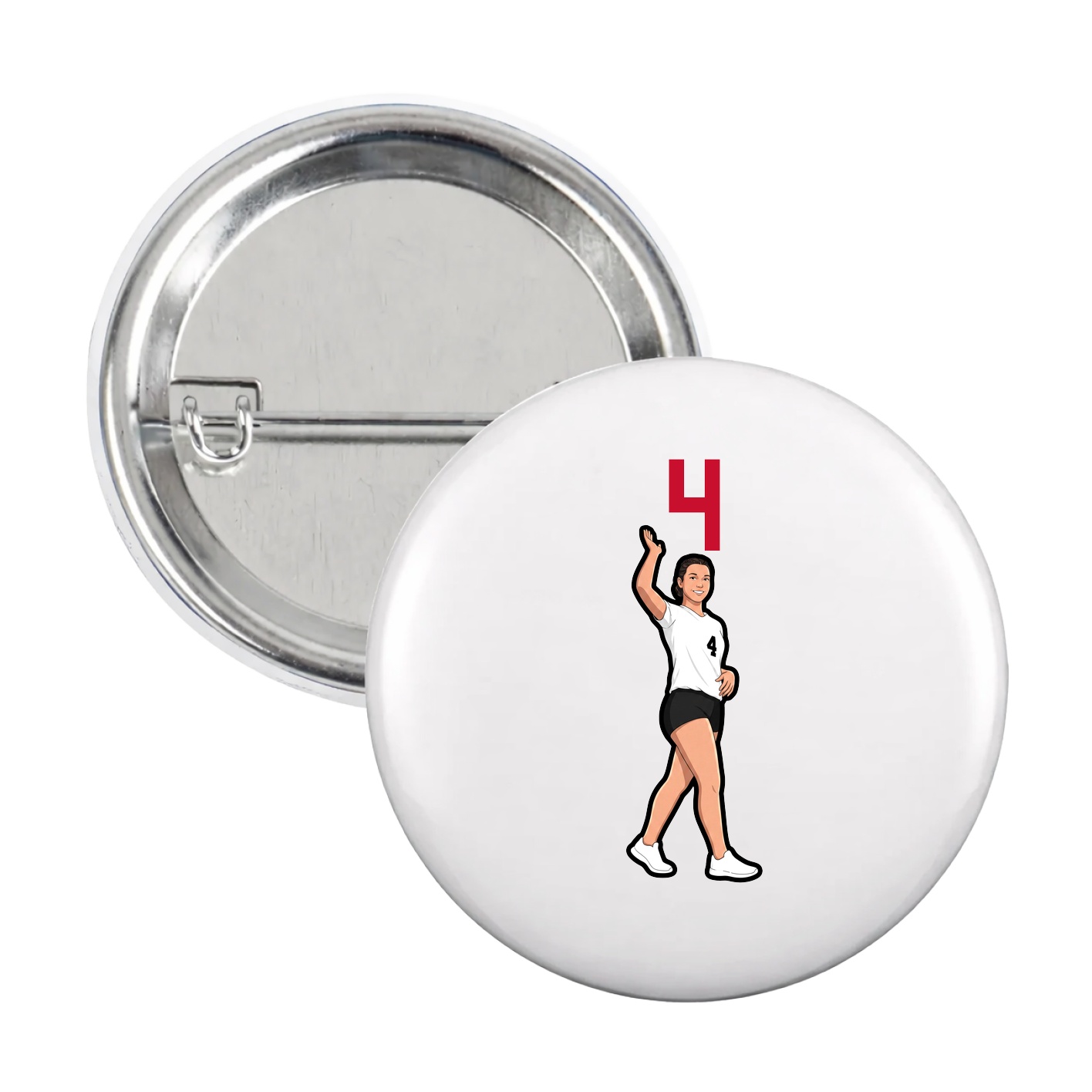 Game Day Button — Number Top in White