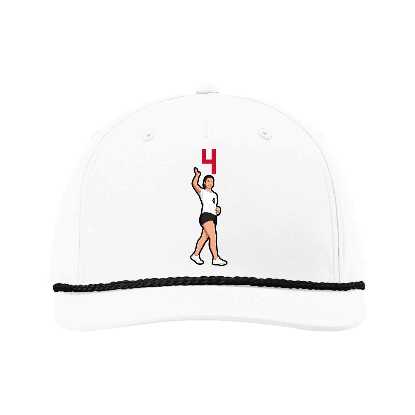 Five-Panel Classic Rope Cap — Number Top in White