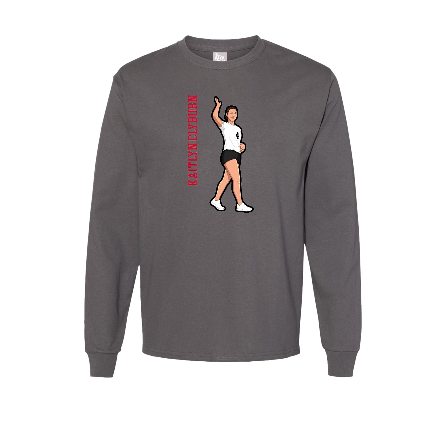 Long Sleeve Tee — Name Vertical in Grey