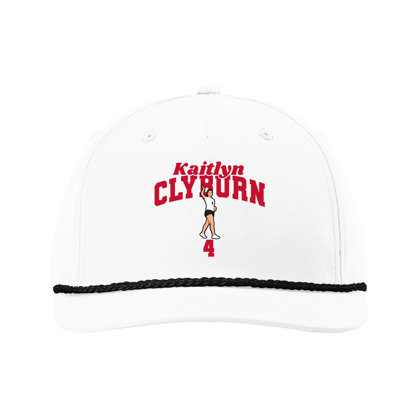 Five-Panel Classic Rope Cap — Signature Arch in White