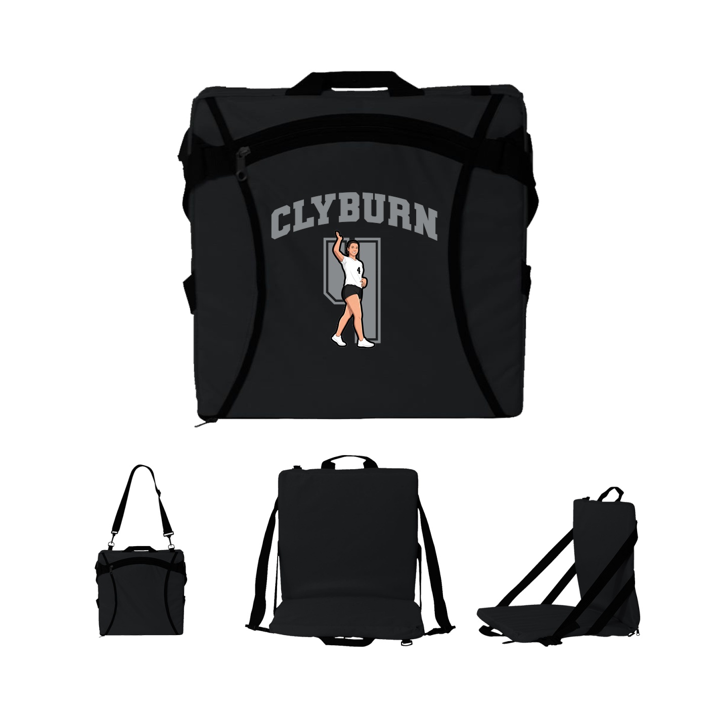 Folding Stadium Seat — Number in Black