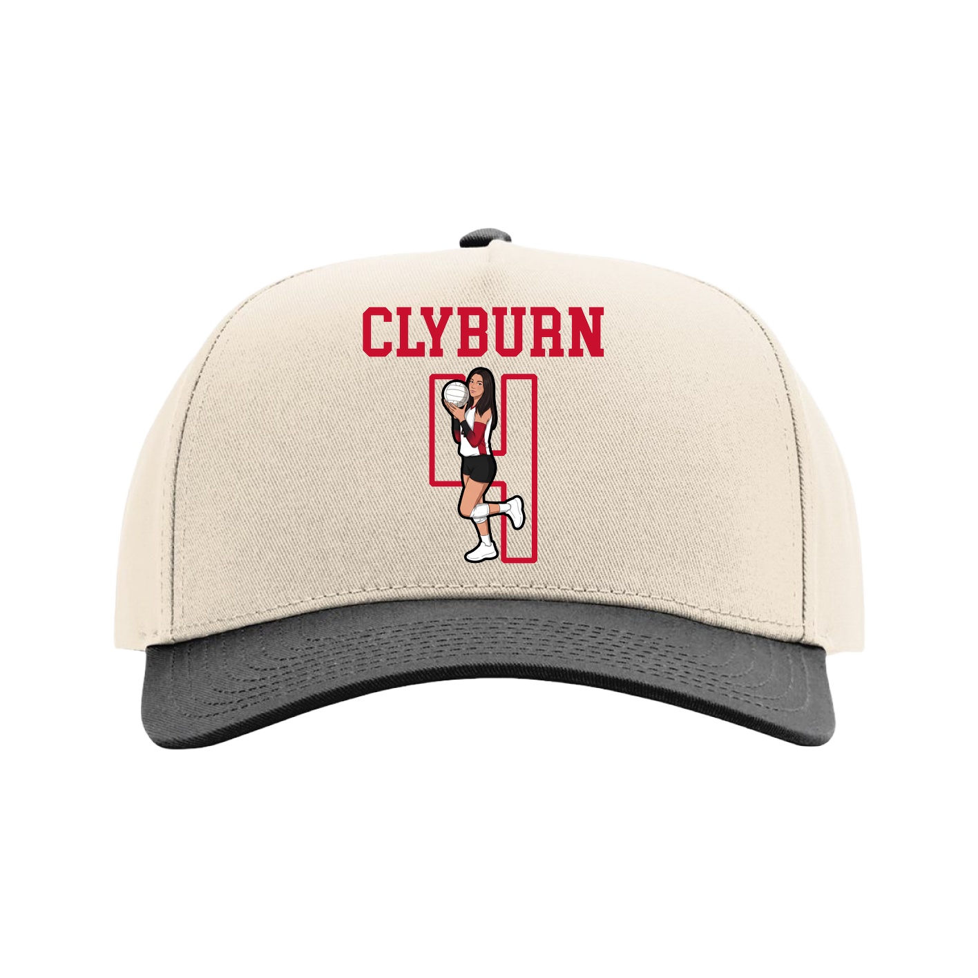 Full Fabric Five-Panel Champ Cap — Shirsey in Cream/Black