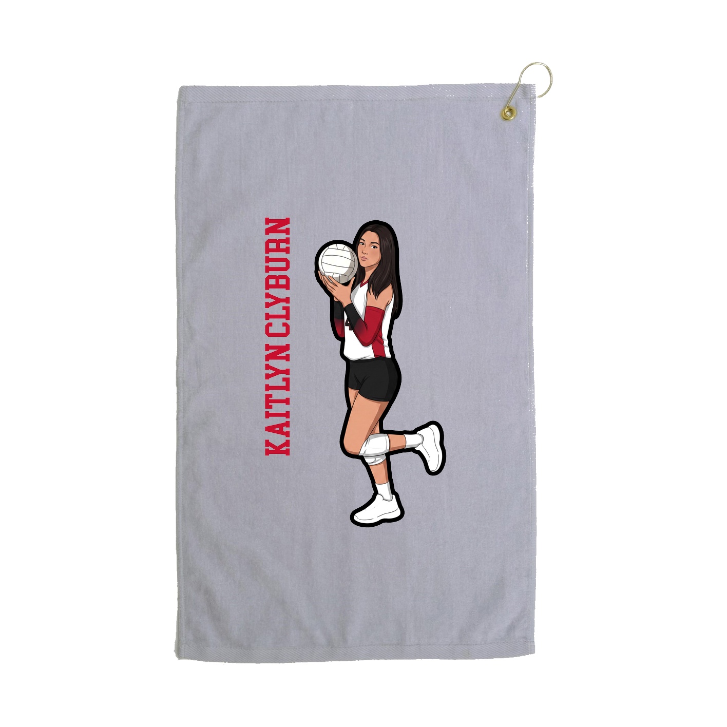Golf Towel — Name Vertical in Grey