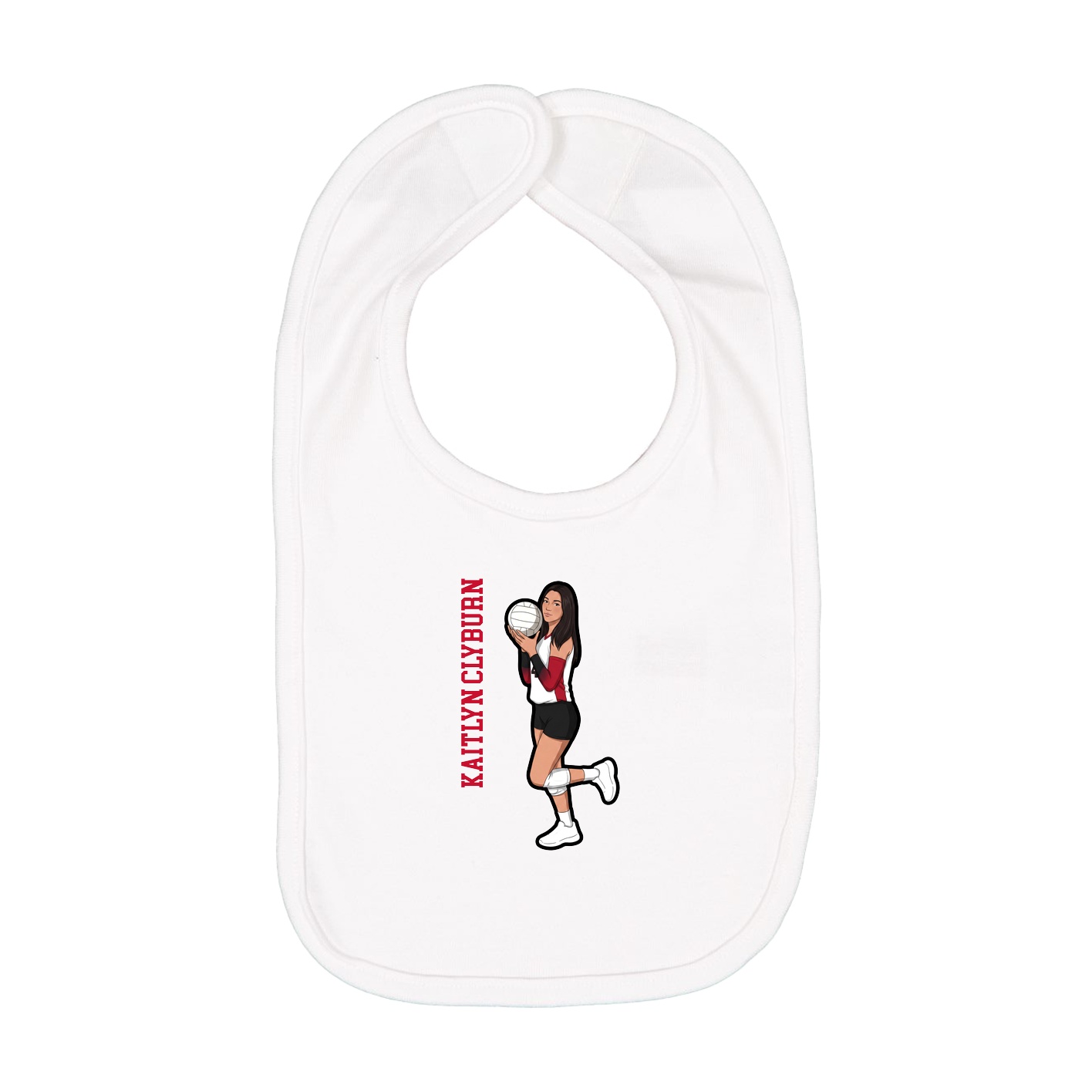Infant Bib — Name Vertical in White