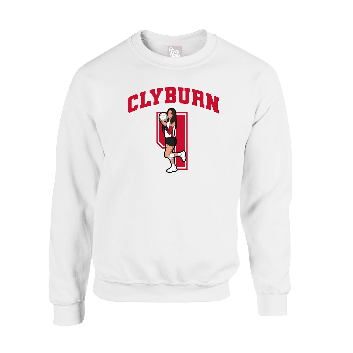 Fleece Crew — Number in White