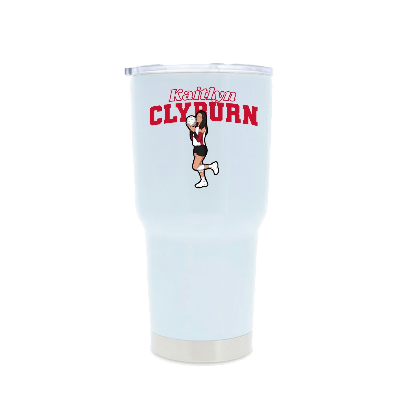 30oz Stainless Steel Tumbler — Name Arch in White