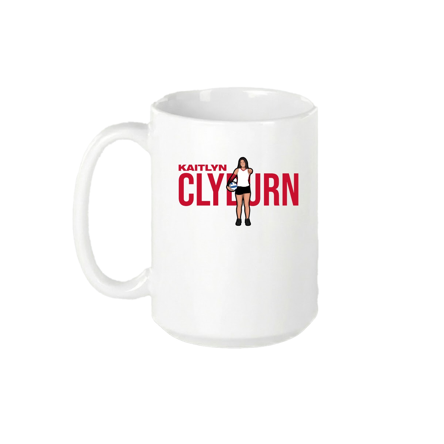 15oz Coffee Mug — Player Name in White