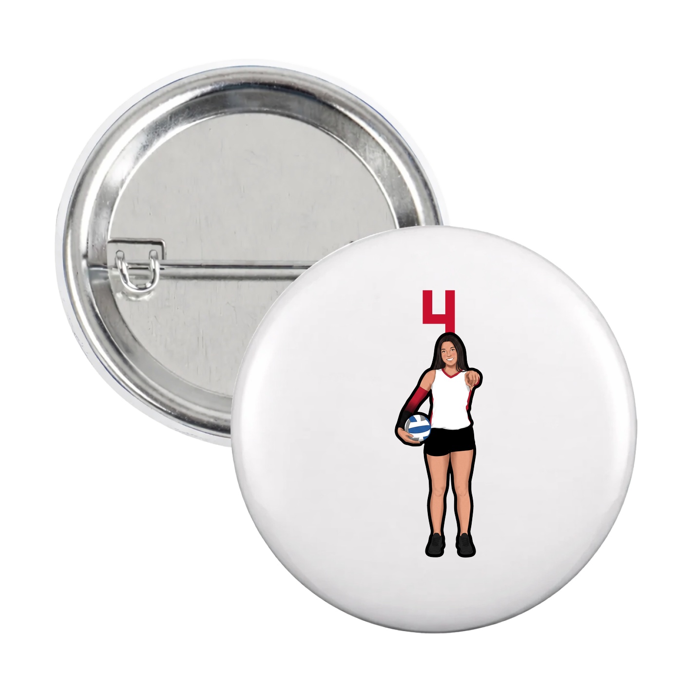 Game Day Button — Number Top in White